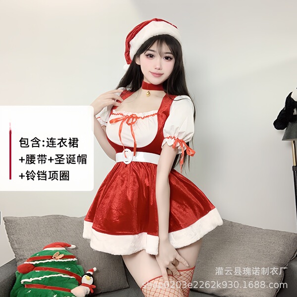 Plus Size New Year Eve Costume Set - Sexy Christmas Lingerie & Bunny Outfit for Women - 0335 Wine Red