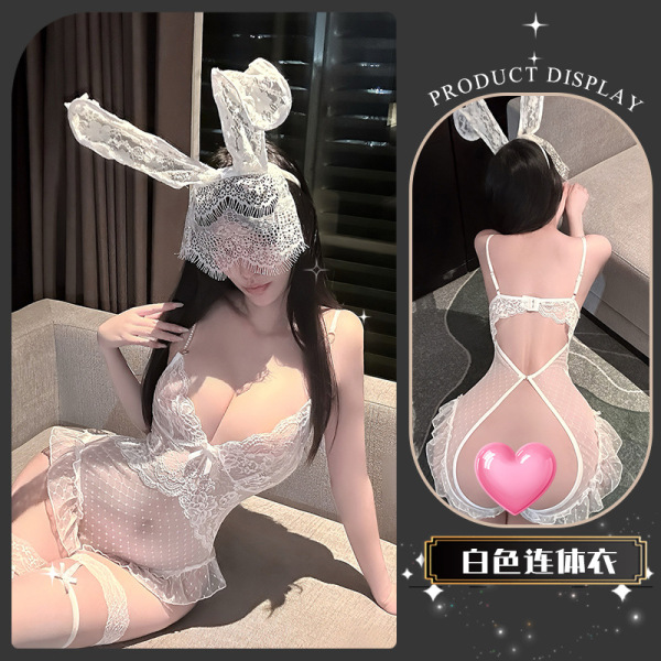 Flirty Lace Lingerie Set - Sensual Ruffle Trim Pure & Tempting Women's Sexy Underwear - Leige woowoo*white