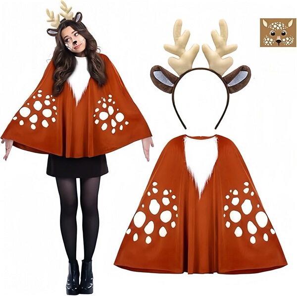 2026 Cute Sweet Lolita Dress for Women – Elegant Long Sleeve Party & Performance Dress - Reindeer shawl + free headpiece + free face mask