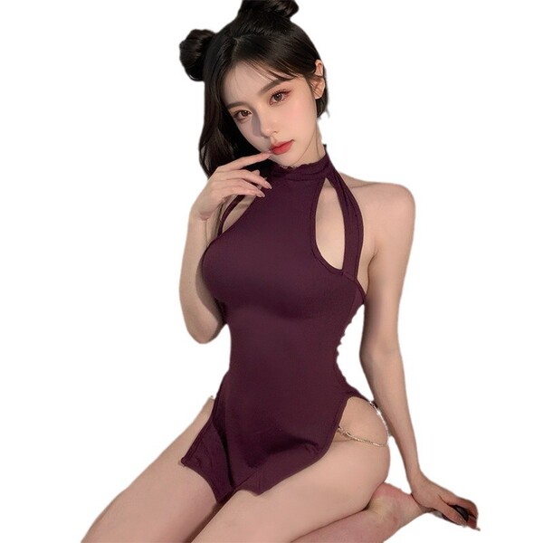 Sexy retro chinese qipao lingerie set, elegant design perfect for intimate moments and role play, seductive costume.