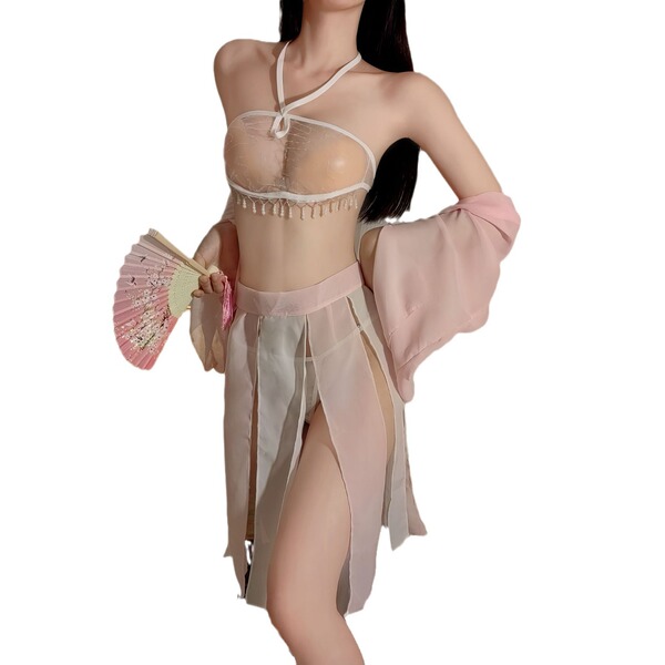 Retro pearl belly dance chemise set - sheer lace sleepwear & exotic temptation lingerie ensemble featuring delicate lace and ...