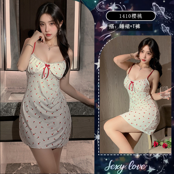 Sexy Lace Babydoll Sleep Set with Built-in Pads – Seductive Role Play Lingerie Nightwear for Women - Rose Garden (with removable bra pads)