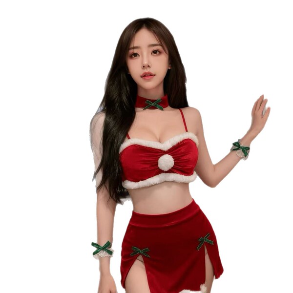 Sexy rudolph-themed lingerie set with lace details, perfect for christmas and new year role play.