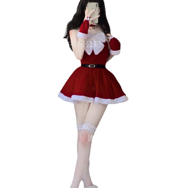 Sexy rudolph-themed lingerie set for women, christmas cosplay outfit with gloves and stockings, perfect for holiday parties a...