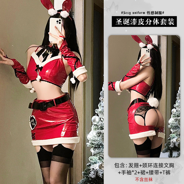 Red Lingerie Set 2025 New Year Outfit - Sexy Christmas Costume Sleepwear for Small Bust & Plus Size Women - S10 Package