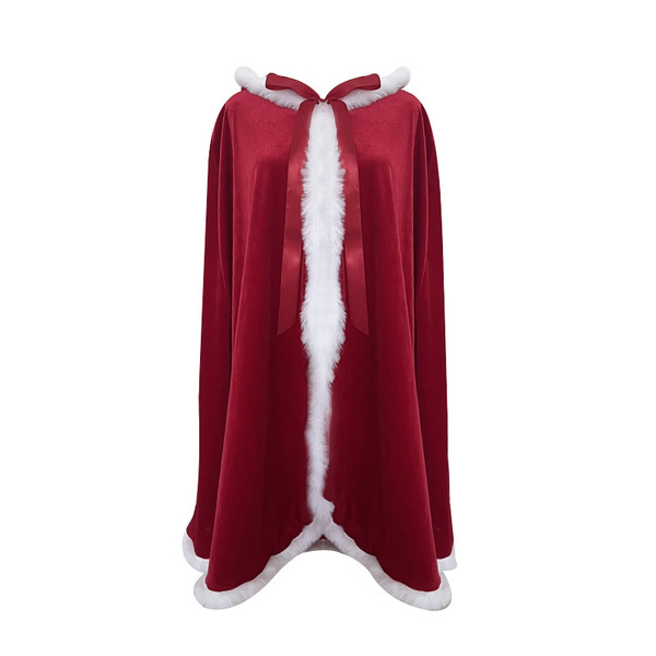 Red Lingerie Set 2025 New Year Outfit - Sexy Christmas Costume Sleepwear for Small Bust & Plus Size Women - S20 Long Cape
