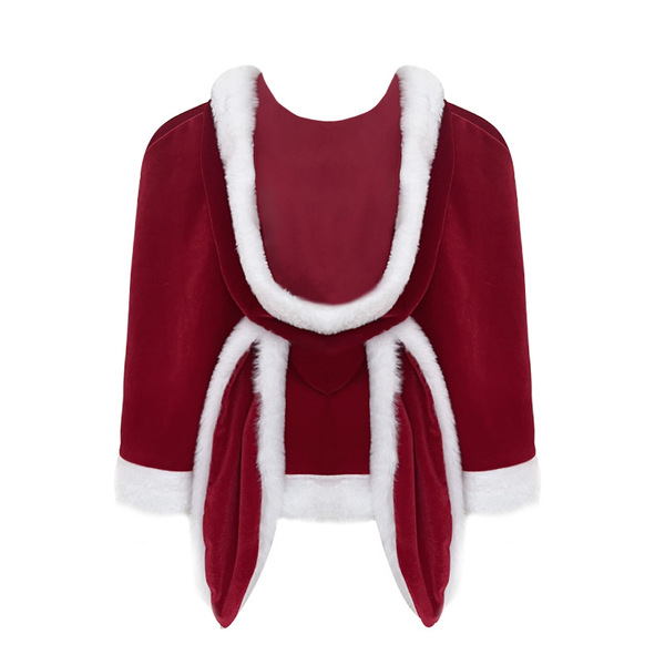 Xianyi Sexy Christmas Bunny Costume Set - Seductive Holiday Lingerie Outfit for Women, Festive Naughty Dress - S28 Outfit + S21 Red Shawl