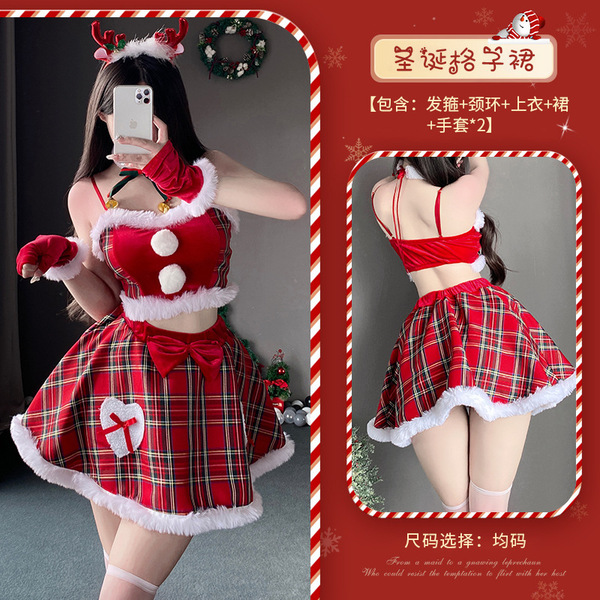 Red Lingerie Set 2025 New Year Outfit - Sexy Christmas Costume Sleepwear for Small Bust & Plus Size Women - S29 Set + W1 White