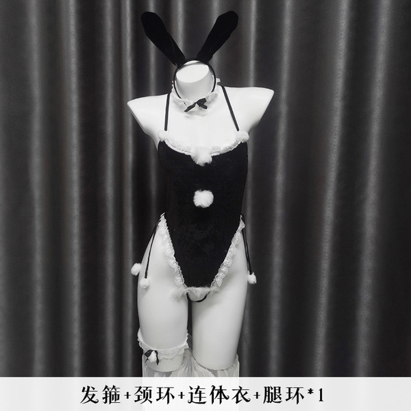 Xianyi Sexy Christmas Bunny Costume Set - Seductive Holiday Lingerie Outfit for Women, Festive Naughty Dress - S33 Black