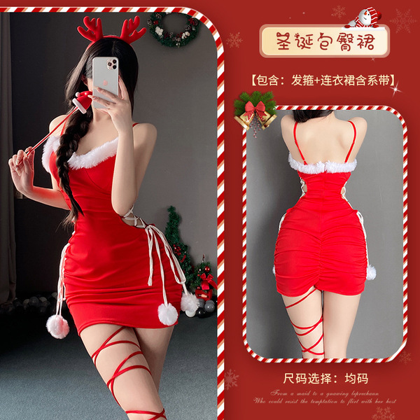 Xianyi Sexy Christmas Bunny Costume Set - Seductive Holiday Lingerie Outfit for Women, Festive Naughty Dress - S39 Red