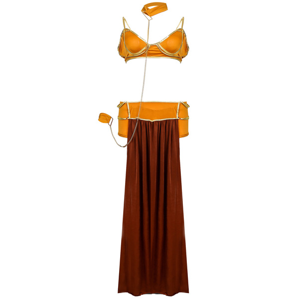 Sexy orange bikini top with matching skirt, perfect for cosplay or halloween role play outfits.