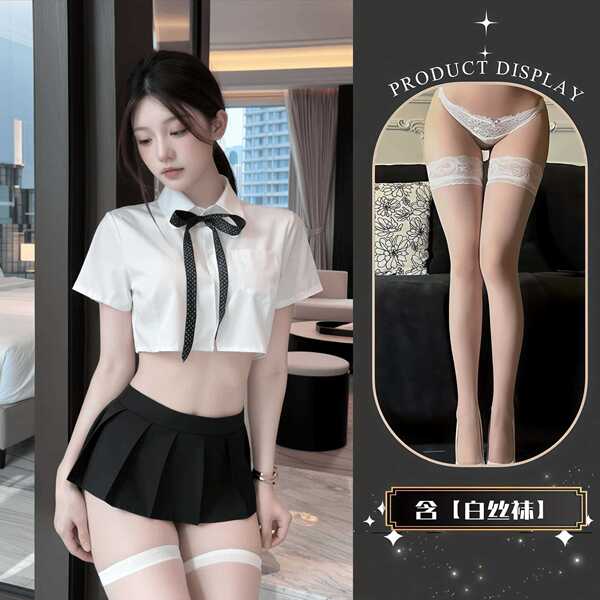 QQNY Pure Allure Sleepwear Set – Elegant Sensual Lingerie for Women, Luxury Bedroom Wear - Sailor uniform + white stockings