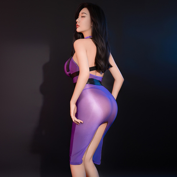 Seductive bodycon bandage dress for women – high-elastic sexy nightclub & couples intimacy outfit, featuring sheer fabric and...