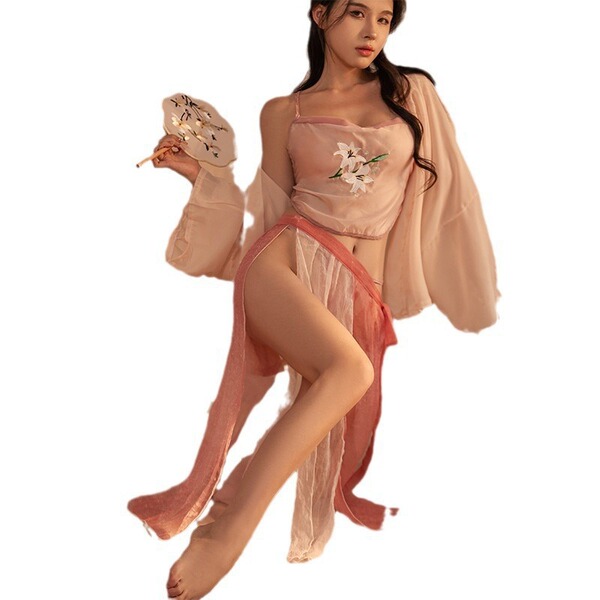 Seductive hanfu lingerie set - plus size ancient chinese style with busty bodice and matching ensemble, court-inspired erotic...