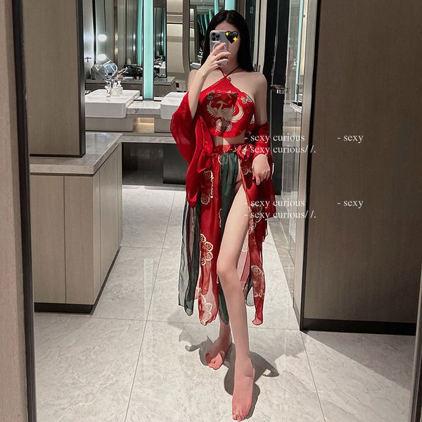 Seductive hanfu lingerie set - sexy qipao costume for women, bedroom temptation outfit, fairy-inspired erotic apparel