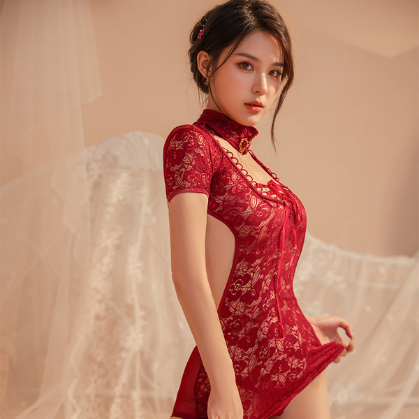 Seductive lingerie uniform set - sexy silk robe, cheongsam-inspired sleepwear & passion outfit for intimate moments