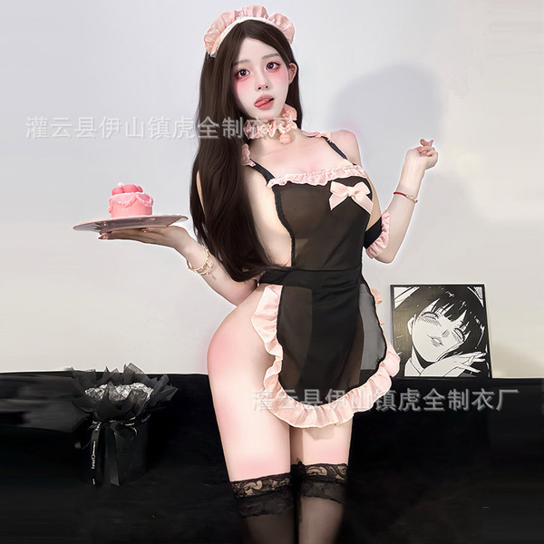 Seductive maid costume set for women featuring sexy and cute design, no-remove design, pure temptation ensemble.