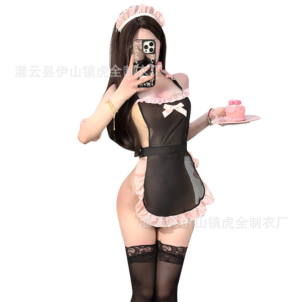 Seductive maid costume set for women, sexy & cute lingerie outfit, no-remove design, pure temptation ensemble