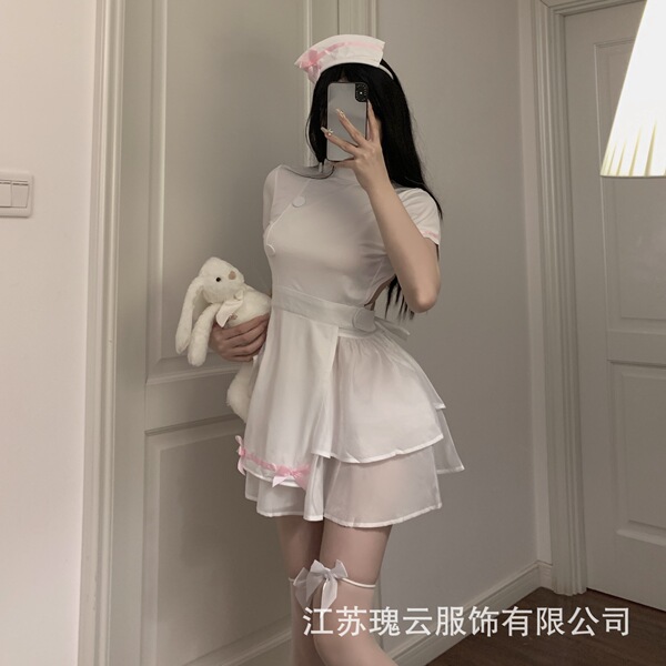 Seductive nurse costume set - sexy cosplay uniform with detachable sleep dress, pure temptation role play outfit