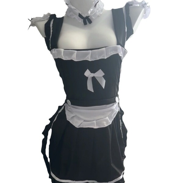 Seductive no-remove maid outfit - cute pure-temptation lace set with ties, sexy sleep dress ensemble