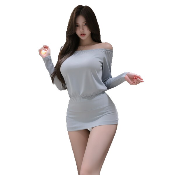 Seductive sheer lace bodysuit with off-shoulder design, offering elegant modesty and sexy allure.
