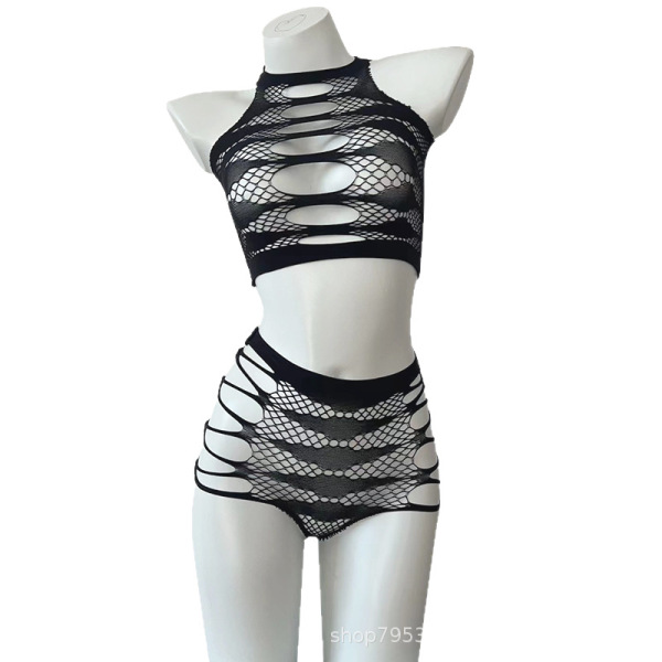 Seductive Sheer Mesh Bodysuit for Women - Plus Size Open-Crotch Sensual Lingerie Set for Bedroom Play thumbnail