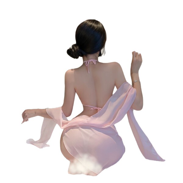 Seductive silk sleepwear set featuring a vintage-inspired design, perfect for a pure and tempting dance maiden look. ideal fo...