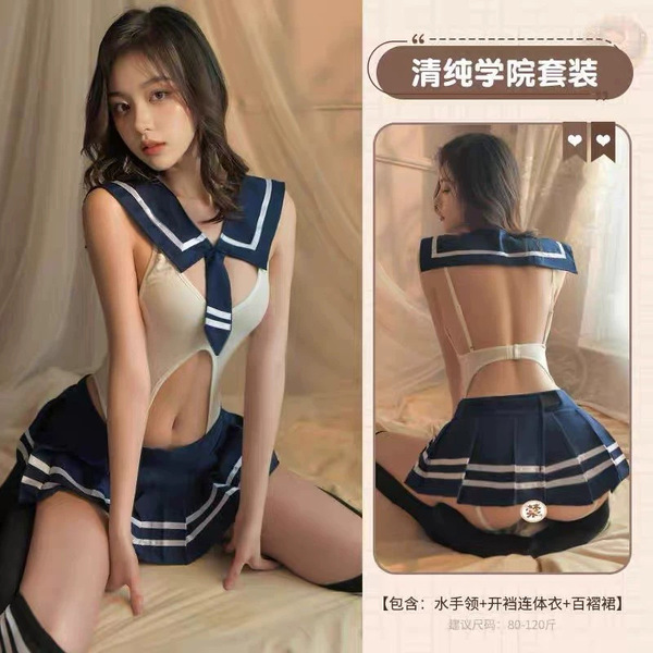 Seductive uniform-inspired lingerie set featuring a chic jk sailor suit with bodycon sleepwear, perfect for spring.