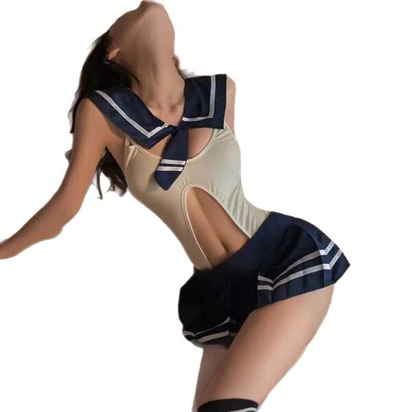 Seductive uniform-inspired lingerie set featuring a chic jk sailor suit design with a bodycon fit, perfect for spring.