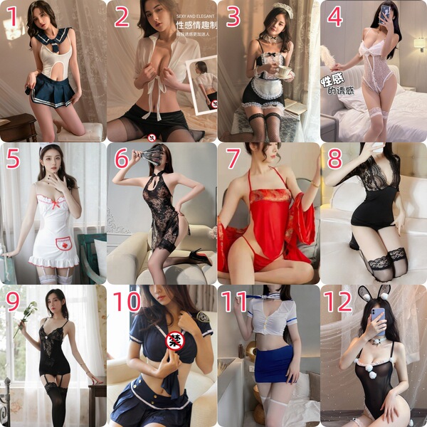 Japanese Schoolgirl Costume - Sexy Open-Crotch Bodysuit with Skirt, Sailor Style Uniform Outfit for Adults - [Select 2 items] Leave a message or contact customer service when placing your order.