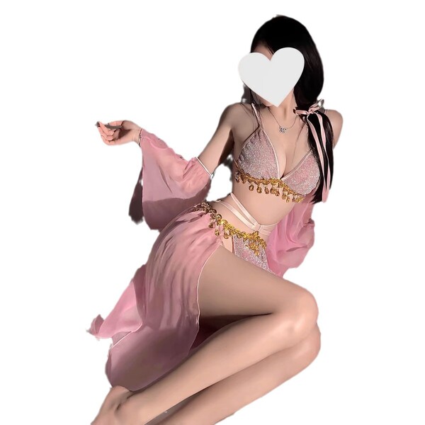 Sensual exotic princess vintage chinese-style dance costume - seductive hanfu-inspired lingerie dress set featuring elegant p...