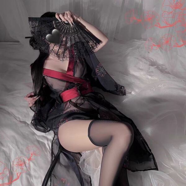 Elegant sensual hanfu lingerie set featuring intricate designs, perfect for an ancient chinese style bedroom outfit. no-remov...