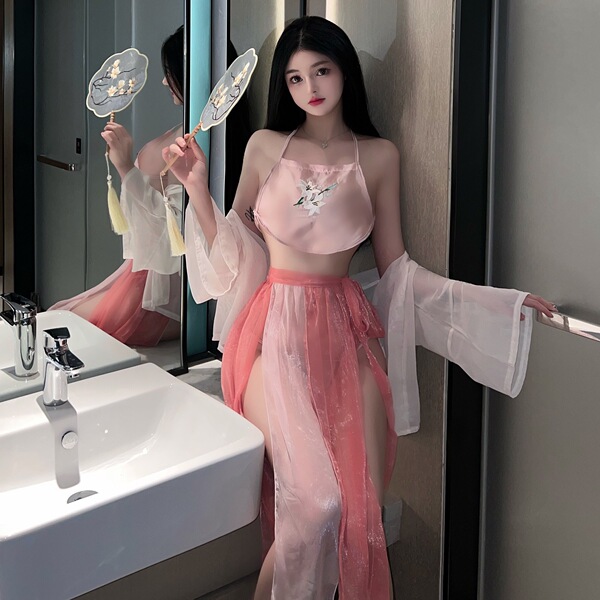 Sensual hanfu lingerie set - plus size ancient chinese style with busty bodice and matching ensembles, pure temptation court-...
