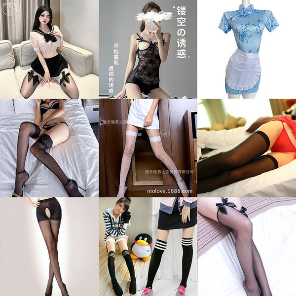 Sensual japanese-style jk uniform bodysuit featuring lace details and thigh-high stockings, perfect for cosplay or evening we...