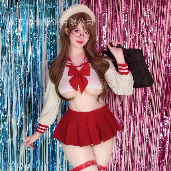 Sensual jk uniform set featuring a sexy student-style lace bra and pleated skirt, perfect for roleplay outfits.