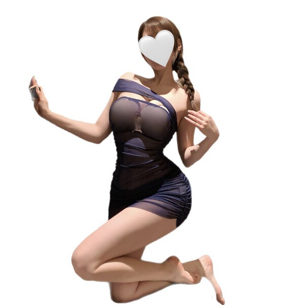 Woman in sensual lingerie, featuring a no-remove seductive uniform set. pure and tempting naughty outfit for women.