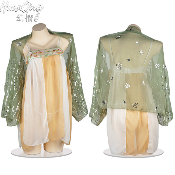 Sexy ancient chinese costume lingerie set - sheer hanfu-inspired bedroom outfit, no-remove erotic costume