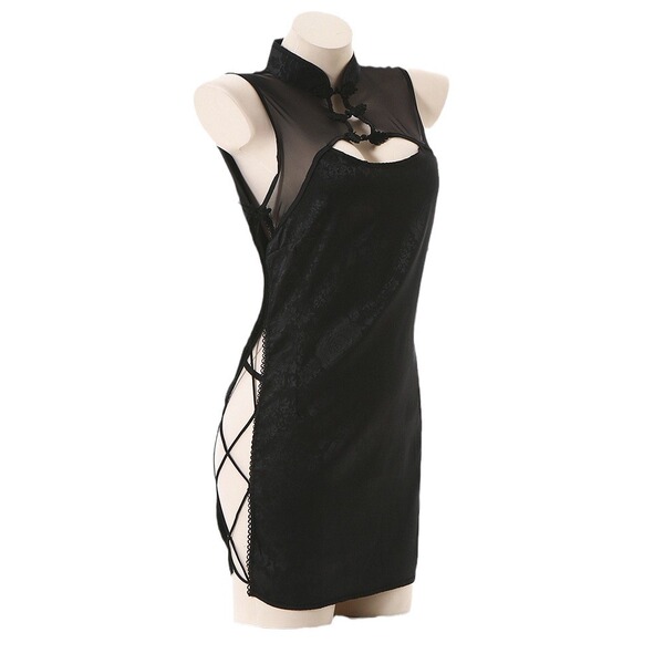 Sexy chinese-style lingerie set - vintage qipao costume with side-tie straps for role play & intimate wear