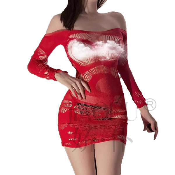 Sexy christmas bodysuit - fluffy velvet mesh outfit with bow detail, sheer holiday costume for new years eve