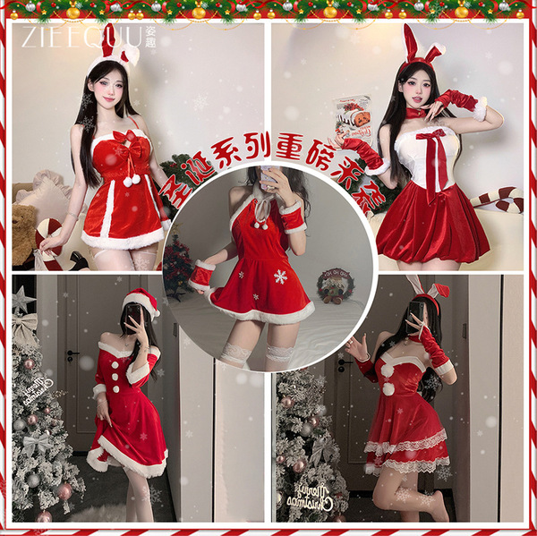 Sexy christmas bunny girl costume set - festive erotic lingerie outfit for new years eve & holiday parties, featuring festive...