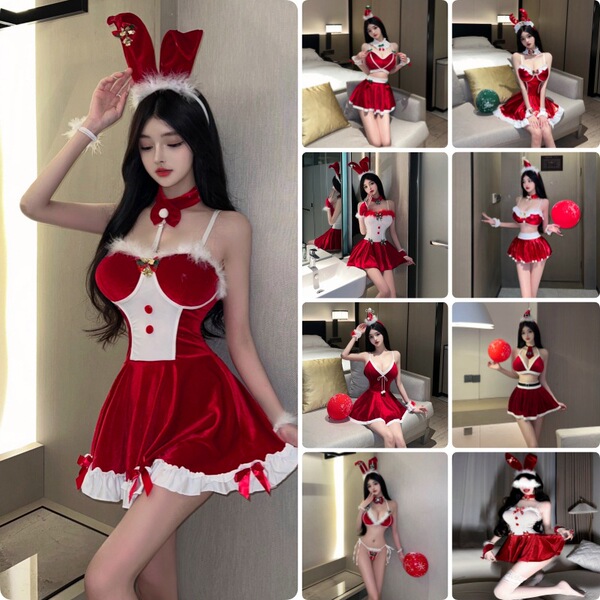 Sexy christmas costume lingerie set - holiday role play dress & seductive outfit for festive nights, featuring festive red an...
