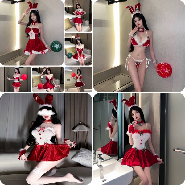 Sexy christmas costume lingerie set - holiday role play dress & seductive outfit for festive nights, featuring festive red an...