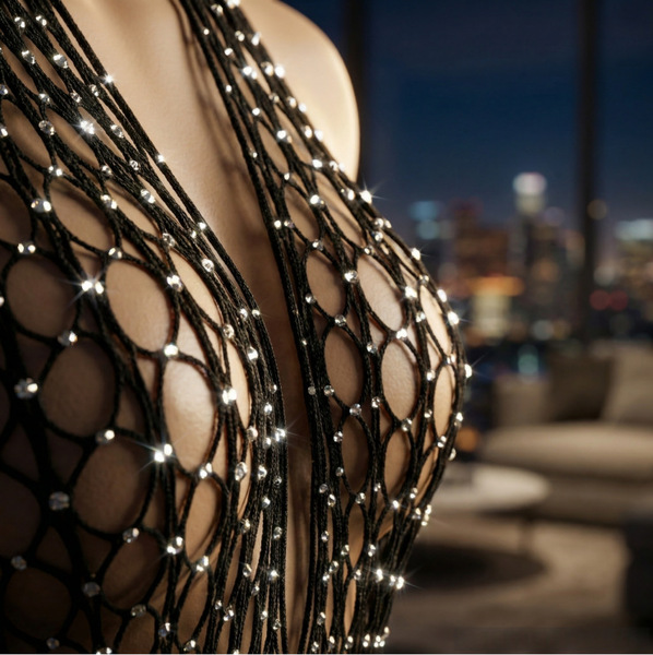 Sexy -style lace mesh bodysuit with rhinestone stars - sheer fishnet beach skirt & tight mini dress for women