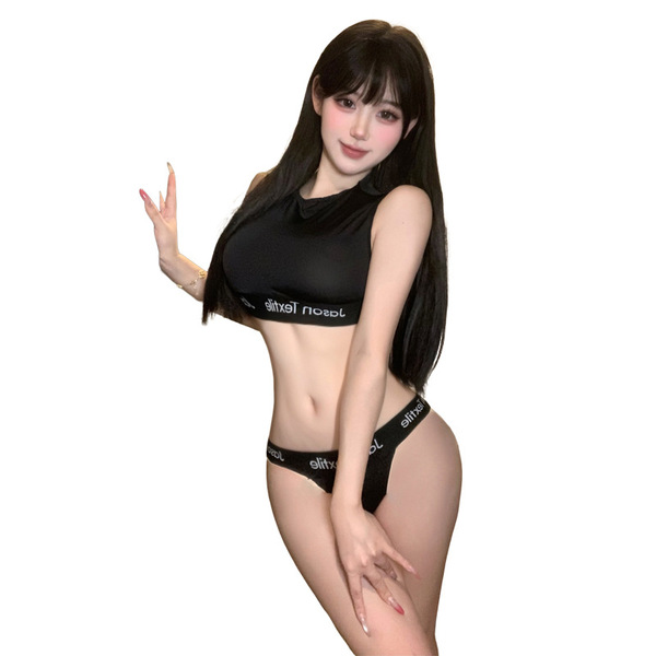 Sexy ice silk lingerie swimsuit set - revealing butt workout outfit for women, tight schoolgirl sporty costume
