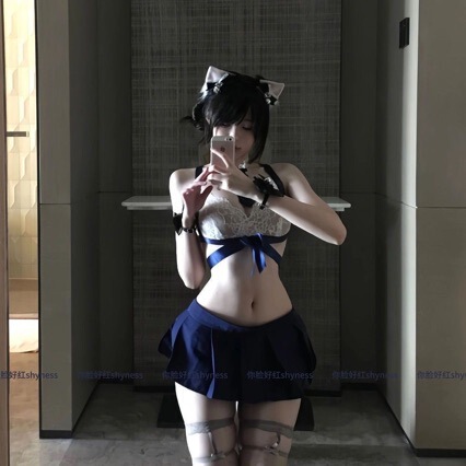 Sexy new jk uniform set - cute short pleated skirt & lace bra for small bust, student style outfit