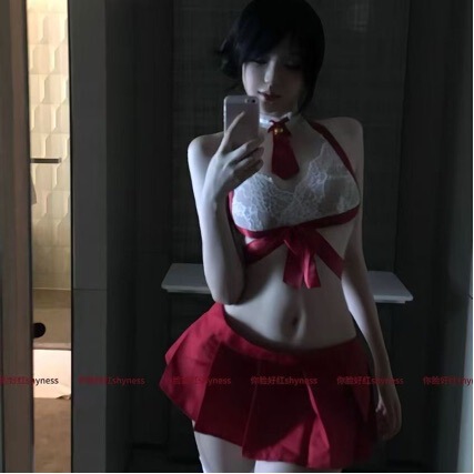 Sexy new jk uniform set - cute short pleated skirt & lace bra for small bust, student style outfit