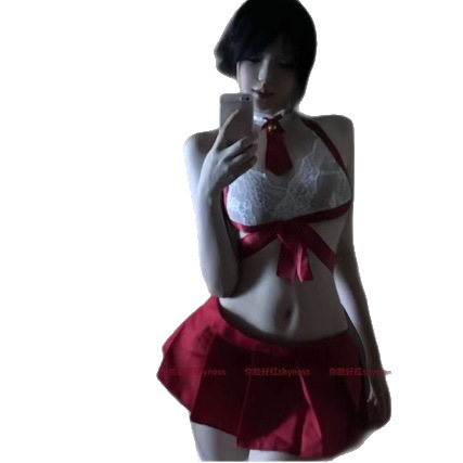 Sexy new jk uniform set - cute short pleated skirt & lace bra for small bust, student style outfit