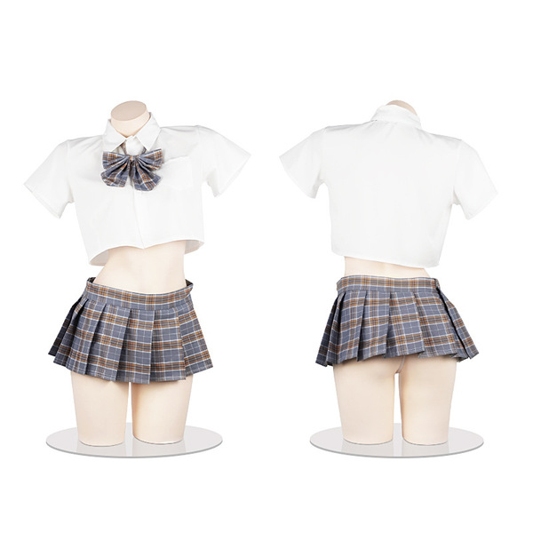 Sexy jk uniform set for small bust - revealing chest school outfit, flirty pleated college costume