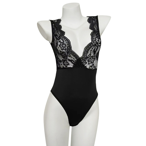 Sexy lace bodysuit for women featuring intricate lace detailing and a sleek design, perfect for a seductive look.