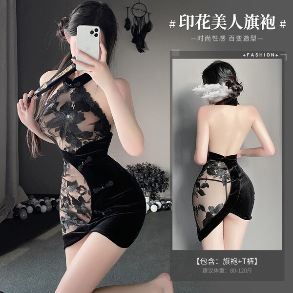 Sexy lace chinese qipao lingerie, elegant and daring design, perfect for couples spring passion sets.